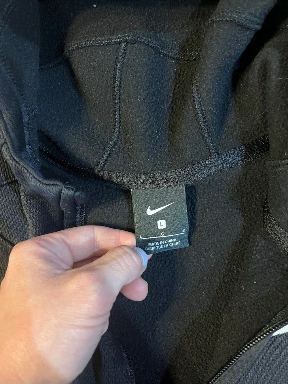 Nike Black & Gray Kids Full‑Zip Hooded ELITE Spellout Fall Jacket Dri Fit Large